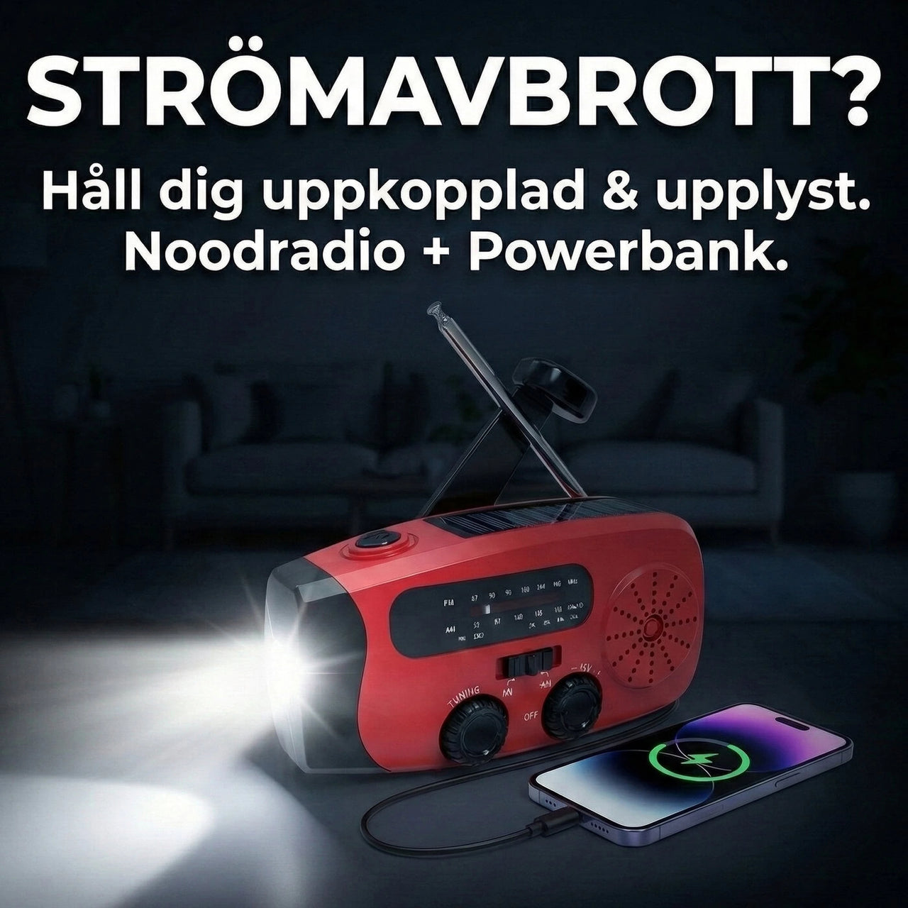 Nödradio vevradio med LED & powerbank | håll dig uppkopplad utan el
